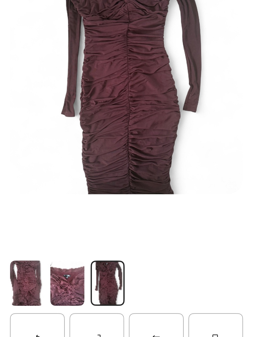 Fashion Nova Wine Off-Shoulder Ruched Long Sleeve Bodycon Dress